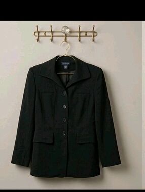 Vintage 90s Ann Taylor Black Blazer Structured Collar 4 Button Office Siren